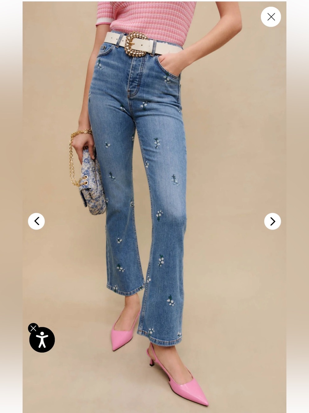 Maje Jeans With Floral Embroidery Size 34(US X-small)
